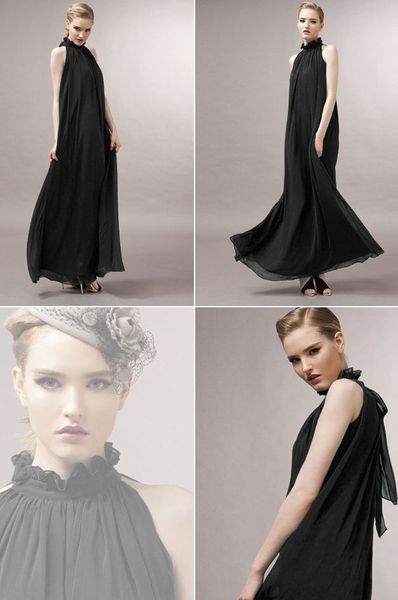 

new european fashion long dress, elegant and simple pleated prom dress, recommended 2020, charming women's dress, Black;gray