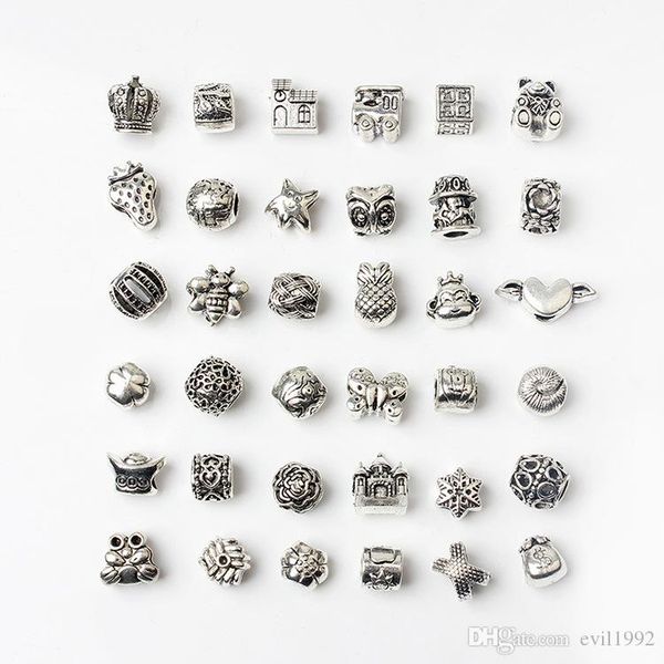 

36pcs mixed style wholesale alloy beads charms for pandora diy jewelry european bracelets bangles women girls gifts, Black