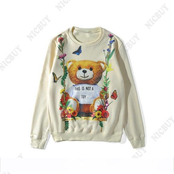 2019 2018 Europe Designer Brand Clothing Mens Paris Bear Swing Flowers Animal Print Long Sleeve Casual Hoodie Streetwear Hoody Sweatshirt From