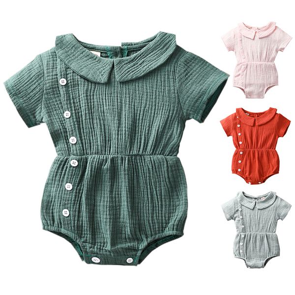 

лето младенческой новорожденных девочек мальчиков с коротким рукавом комбинезон дети боди комбинезон повседневная детская короткая одежда на, Blue