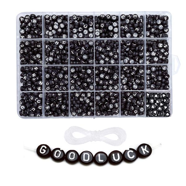 

1200pcs round acrylic letter beads set for kid bracelets necklace making beaded material plastic alphabet beads boxs