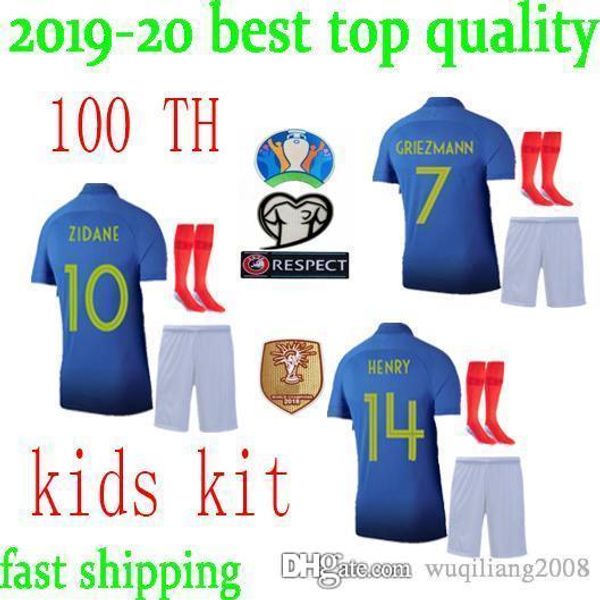 2019 Kids Kit France 1919 2019 Special Edition Centenary Soccer Jerseys Henry Short Sleeve Mbappe Giroud Maillot De Foot Zidane Football Shirt From