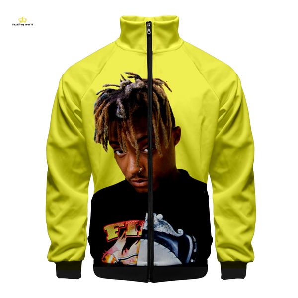 

juice wrld high collar jacket 3d prited zipper sweatshirt casual hoodies fashionable clothes streetwear turtleneck jackets men, Black;brown