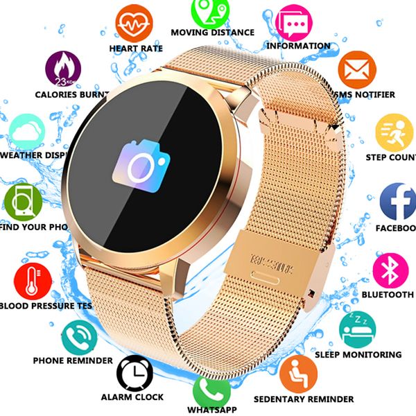 

q8 fitness tracker women smart watch men smartwatch ip67 waterproof bracelet heart rate monitor sport wristband for android ios, Slivery;brown