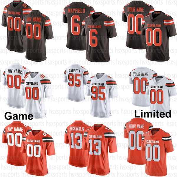 

Cu tom cleveland men brown youth 6 baker mayfield 13 odell beckham jr 24 nick chubb 95 myle garrett 32 jim brown limited and game jer ey