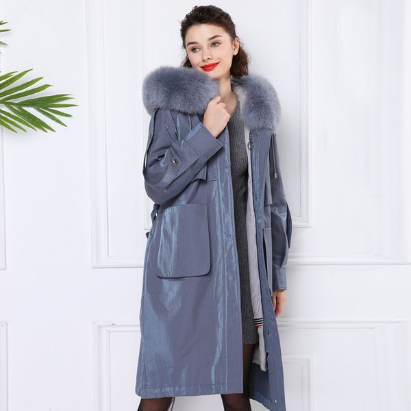 

liner real rex fur collar hooded parka winter coat women abrigos mujer invierno 2020 29902-2 yy778, Black