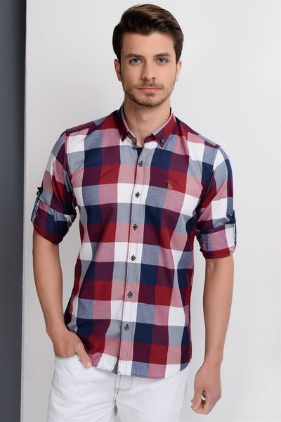 

g662 dewberry shirt -dark blue-burgundy, White;black