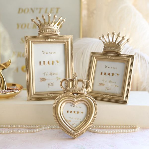 

3/4/6/7inch creative retro crown p frame european court style embossed gold diy p frame wedding gift deskdecor zm160