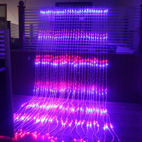 

3*3m 320 led waterfall waterproof meteor shower rain string light christmas wedding curtain icicle fairy string garland y200603