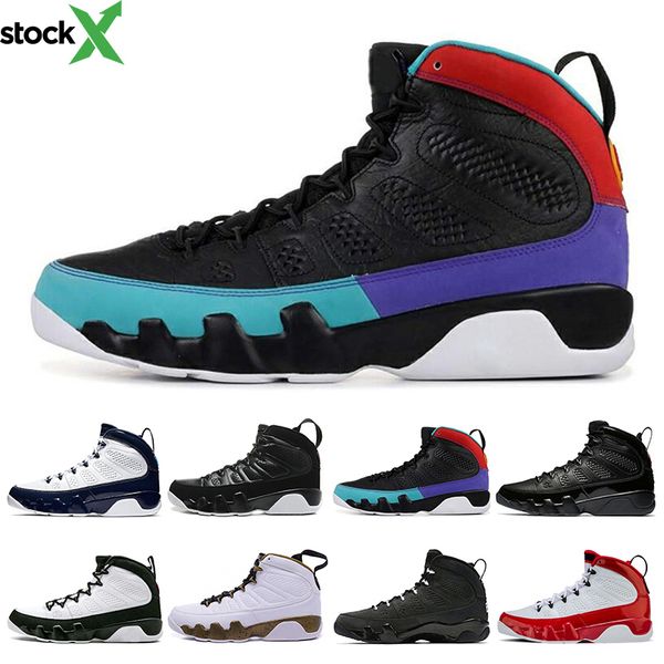 

9 9s mens basketball shoes dream it do it racer blue gem red og space jam athletics sports sneakers size 7-13, Black