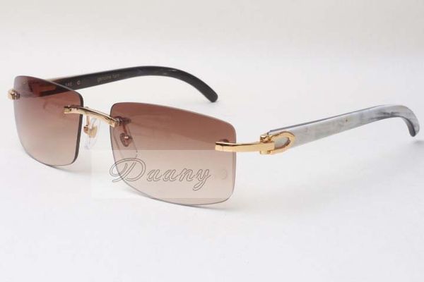 Sonnenbrillen Großhandel Heiße rahmenlose Sonnenbrillen 3524012 Natural Mix Ox Horn Herren- und Damenbrillengröße 56-18-140 mm