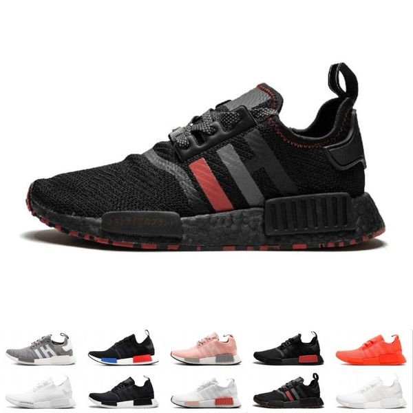 

NMD R1 Primeknit Running Shoes Men Women Triple Black White OG Classic Tri-Color Grey Oreo Japan Red Casual Sports Sneakers Size 36-45