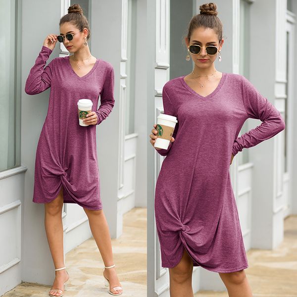 

designer womens dress autumn and winter new luxury dresses for women with asymmetrical casual brand long-sleeved dress with high quality, Black;gray