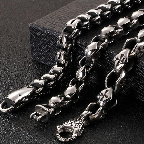 

vintage men's 316l stainless steel chain cross bracelet for men friendship bracelets chunky bangle friends jewelry hip hop, Black