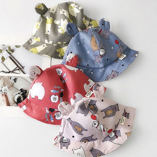 

cartoon animals kids sun hat girls boys soft panama cap summer outdoor travel children beach bucket cap bonnet