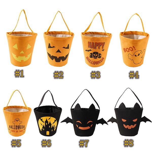 

halloween candy bucket canvas gift wrap bags kids festival handbags for party decorations 8 styles halloween bags zza1173