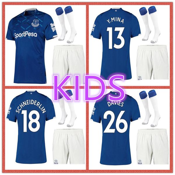 

19 20 everton kids soccer jerseys home richarlison kit sigurdsson cenk tos walcott andre gomes bernard 2019 boys child jersey football shir, Black;yellow