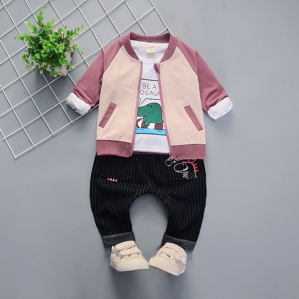 

baby boys clothing set 2019 spring autumn newborn cotton casual coats+long sleeve t-shirt+pants 3pcs toddler boys tracksuits, White