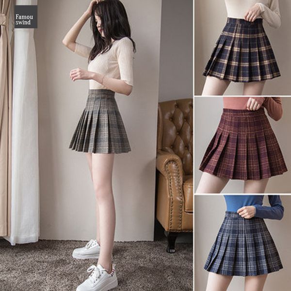 

мини женщина pleat юбка harajuku опрятного стиль plaid юбка симпатичная японская униформа школа ladies юп kawaii юбка saia faldas, Black