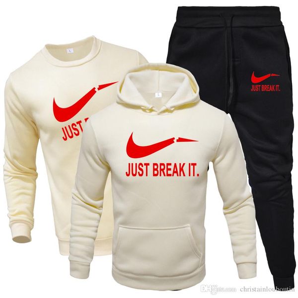 

2020 tracksuit fashion hoodies for men sportswear three-piece sets of thick hooded wool + pants +t-shirt sports suit, Gray