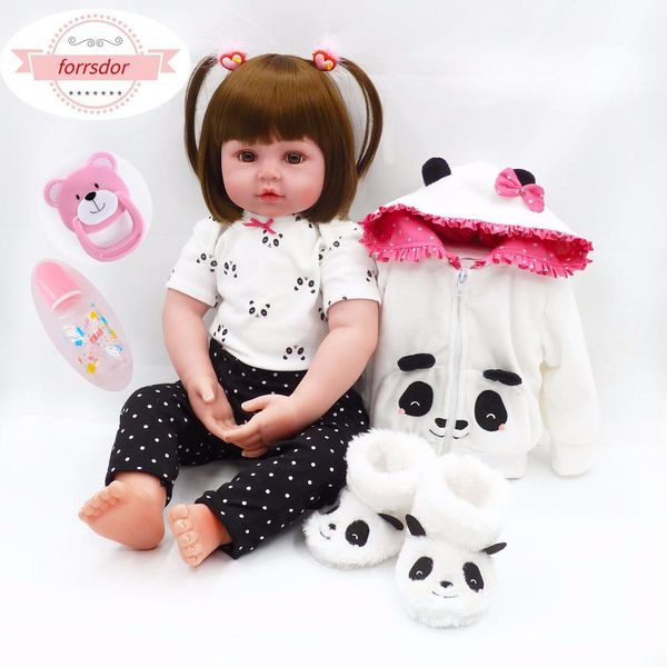 

forrsdor 47cm 58cm lifelike soft silicone doll baby silicone limbs and cloth body dolls silicone baby reborn dolls birthday gift y191207