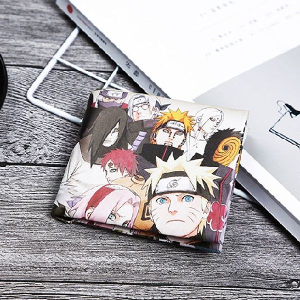 

elegant designer bags men's short wallet zipper new youth creative middle school students cartoon anime small wallet tide, Red;black