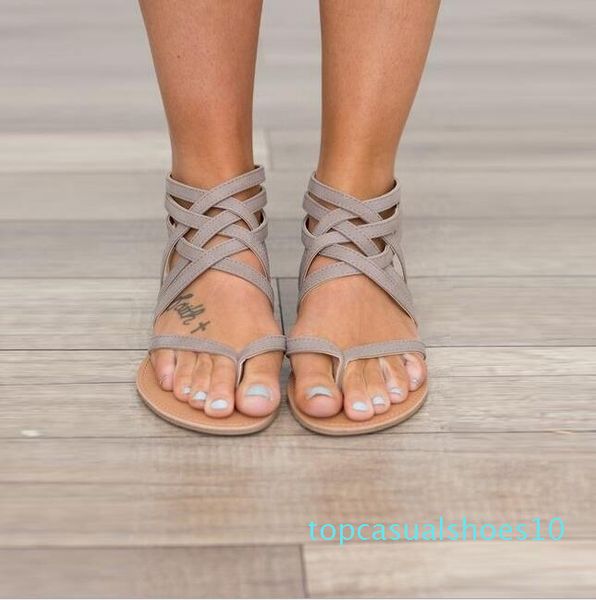 

xda plus size 35-43 flats summer women's sandals 2018 new fashion casual shoes for woman european rome style zipper sandals t10, Black