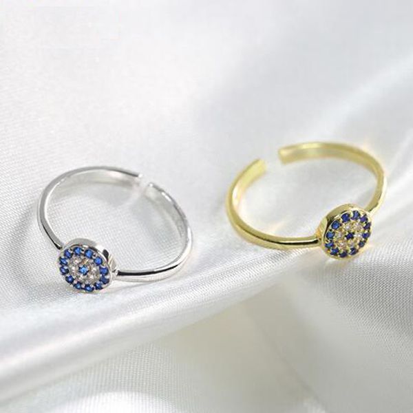 

authentic 100% 925 solid real sterling silver lucky eye of guardian finger rings for women sterling silver jewelry ds968, Golden;silver