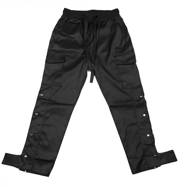 

тонкая кулиска штаны side zip и защелкнуть sweatpants belted draw шнуры track pants в зеленый / черный, Black