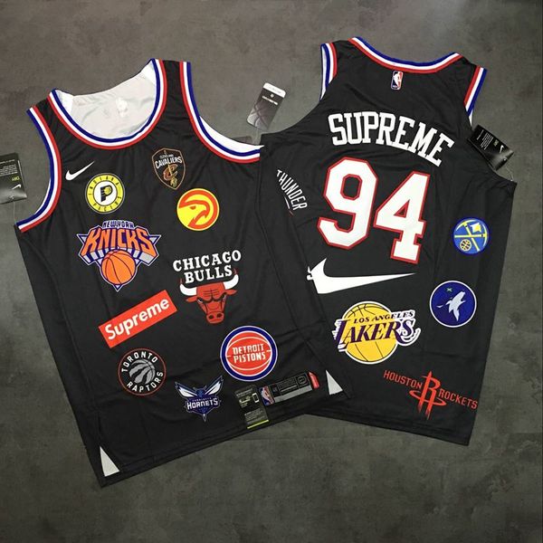 Compre 32 18ss Supremo NBA 94 Todo Supremo NBA Negro Blanco Bordado Equipo Baloncesto Jersey Y Cortocircuito A $26.17 Del Jerseyptb19 | DHgate.Com