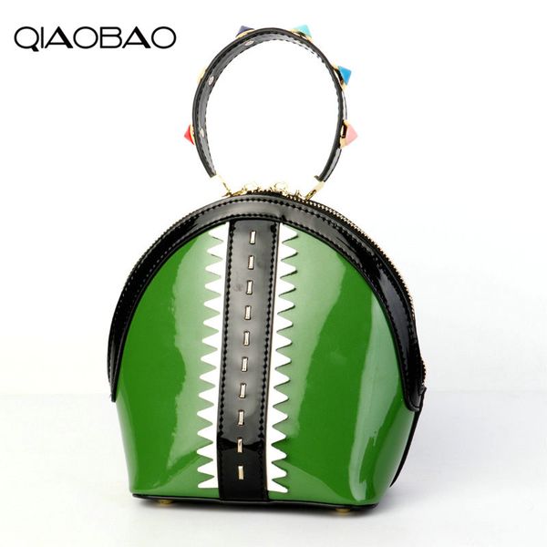 

qiaobao female 2020 new tide rivet leather cowhide handbag korean version of the wild bag messenger bag chain