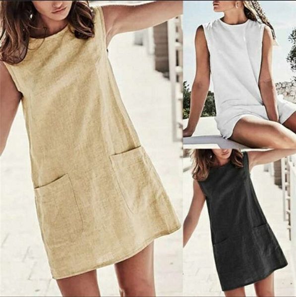 

womens designer cotton and linen loose sleeveless dress skirt, Black;gray