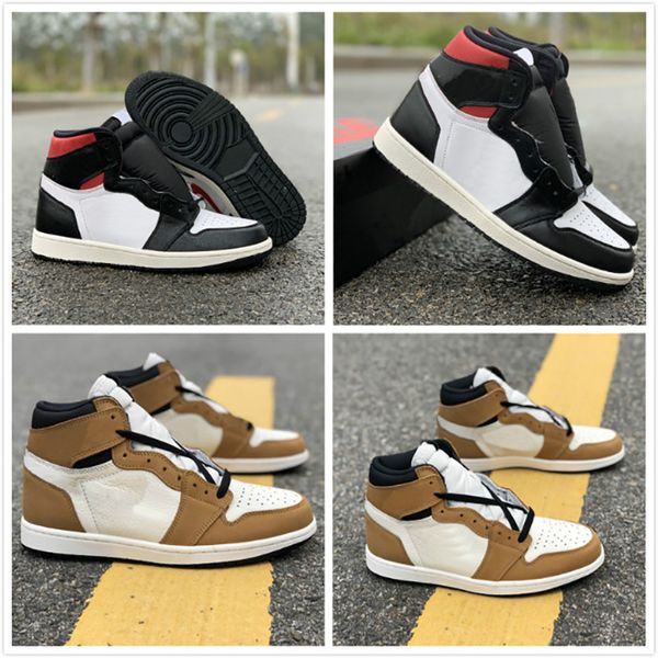 

2019 1s high og basketball shoes rookie of the year black toe gym red designer sneakers sport shoes size 40-45