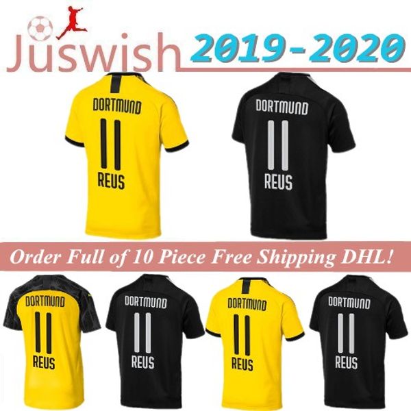 

thailand bvb borussia dortmund soccer jersey 19 20 gotze reus pulisic witsel jersey paco alcacer football jerseys men shirt, Black;yellow