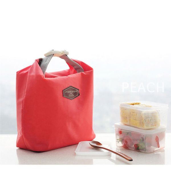 

fashion portable thermal insulated lunch bag lady carry picinic tote insulation package cooler lunchbox storage bag, Blue;pink