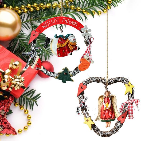 Christmas Wreath Door Hanging Ornament Christmas Wooden Angel