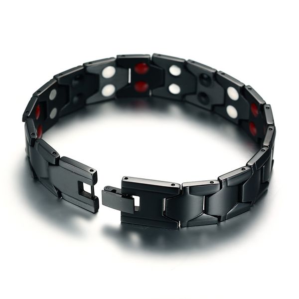 

drop shipping simple titanium steel jewelry with magnetic trend fashion electric black men's bracelet, Golden;silver