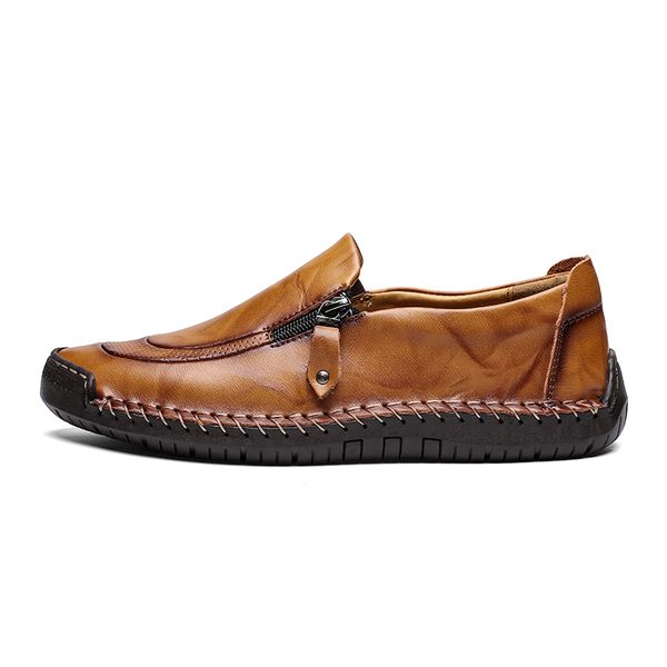 

brand genuine leather men shoes fashion casual shoes breathable men flats loafers comfy driving big size 38-48, Black