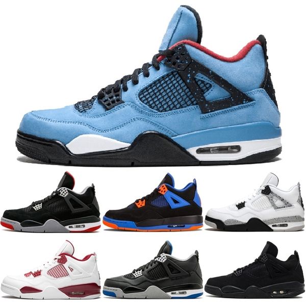 

travis 4 mens basketball shoes cactus jack raptors white cement black red 4s superman fashion sneakers sports shoes 8-13
