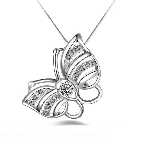 

fashion 925 silver butterfly wthie diamond jewelry 925 silver necklace valentine's day holiday gifts 167