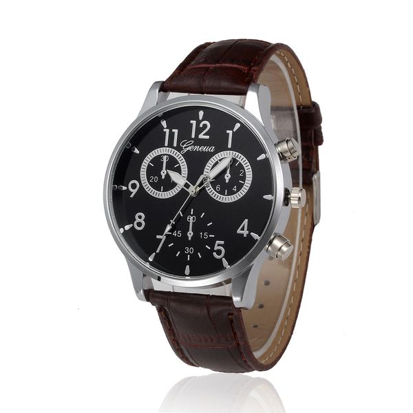 

2018 sell watch men watches retro design leather band analog alloy brand quartz wristwatch relogio masculino reloj saat, Slivery;brown