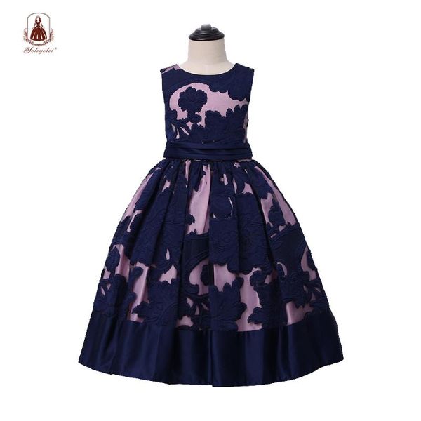 

yoliyolei ankle-length kids casual dresses for girls elegant embroidery princess long gown girl dress size 6 12 14 years, Red;yellow