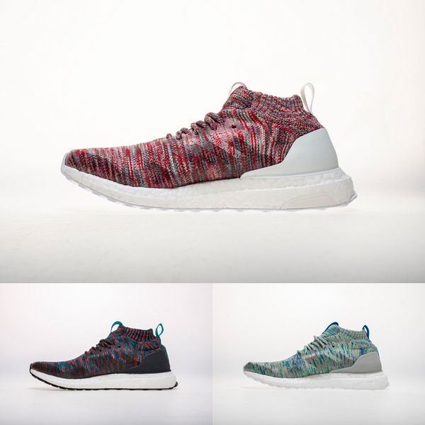 

men women ultra boots mid running sneakers black multicolor grey ronnie fieg kith aspen feature burgundy turquoise primeknit shoes 5.5-13
