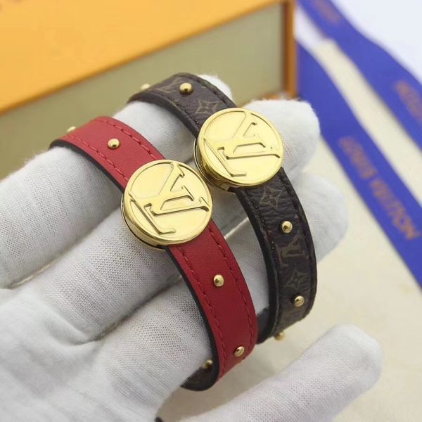 

2018 new fashion jewelry stainless brand leather alloy bracelets bangles pulseiras leather bracelets for man women gift without box scar3a, Golden;silver