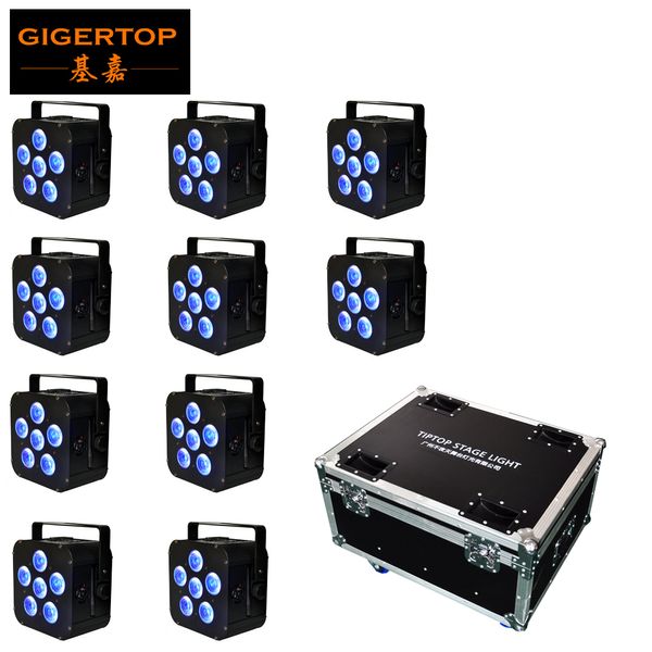 

10in1 charging flightcase pack battery powered wireless dmx512 led par light 6x18w tyanshine om slim