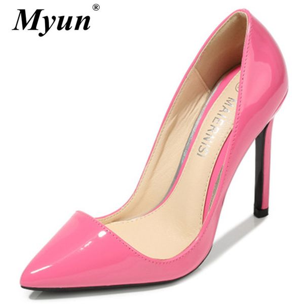 

big size 35-45 46 47 new patent leather wonen pumps fashion office shoes women high heels shoes female wedding party shoes, Black