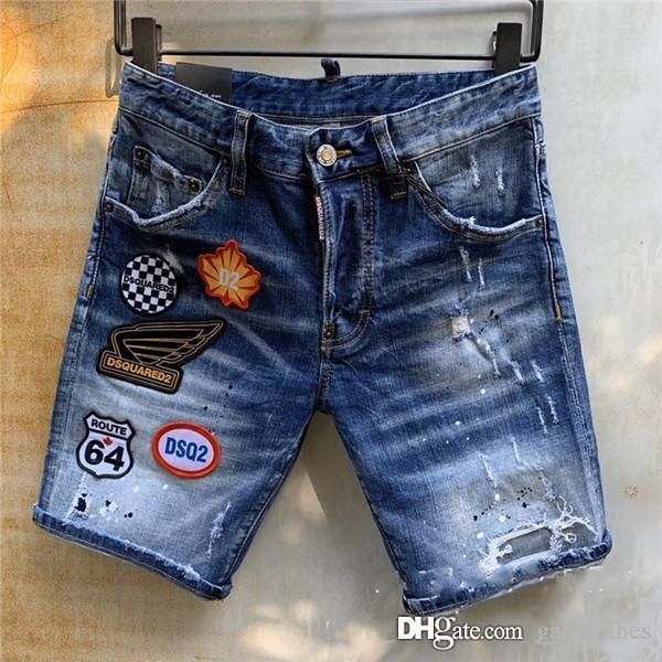 

2020 new summer denim shorts male jeans shorts bermuda skate mens jogger mens designer jeans short, Blue