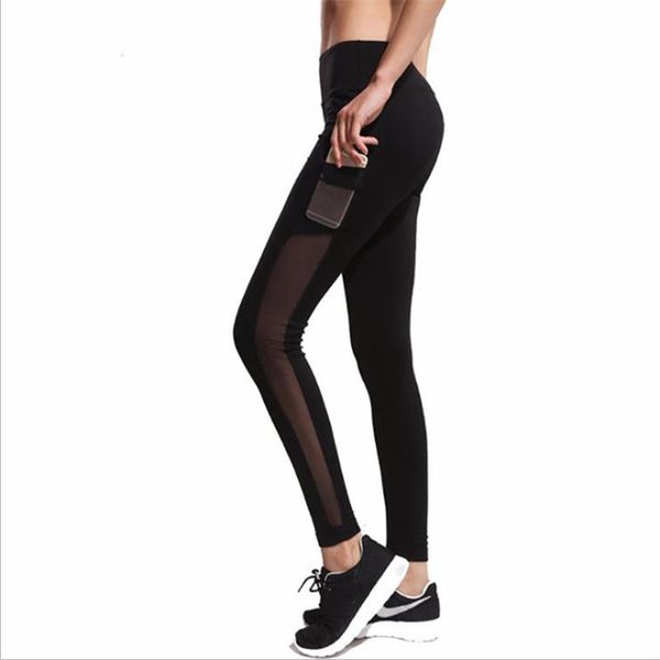 

yoga outfits women mesh joint sports leggings gym fitness quick drying pants with pocket running push up seamless workout, White;red