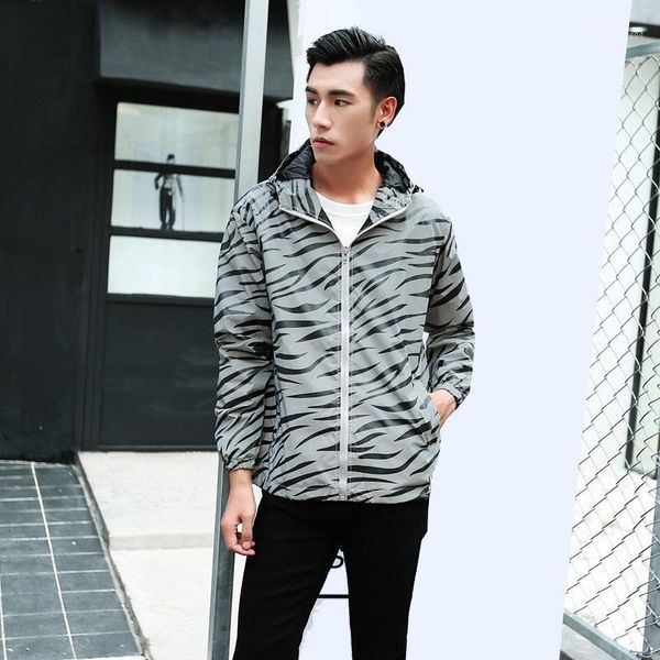 

sleeve striped reflective outerwear male fashion hip hop mens spring clothes mens designer jacket mens hooded long, Black;brown