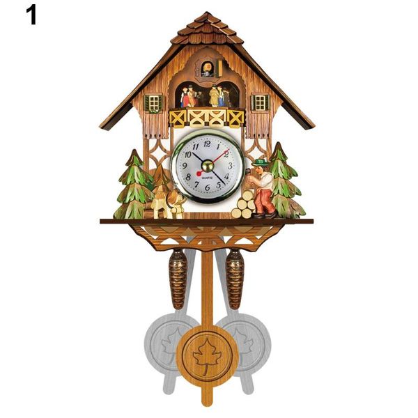 

wooden cuckoo wall clock bird time bell swing alarm watch home art decor b99